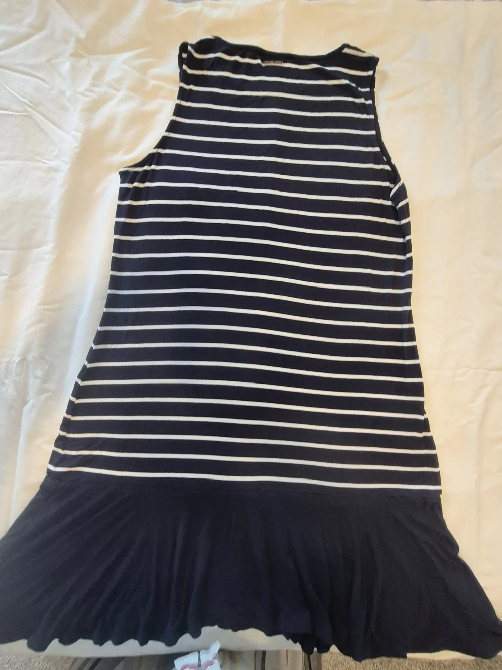 Michael Kors Navy and White Striped Sleeveless Swing Dress